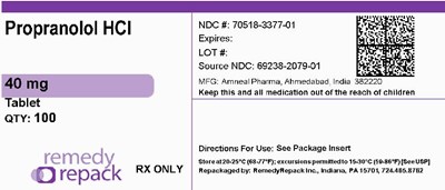 Propranolol HCl 40mg 70518 3377 01